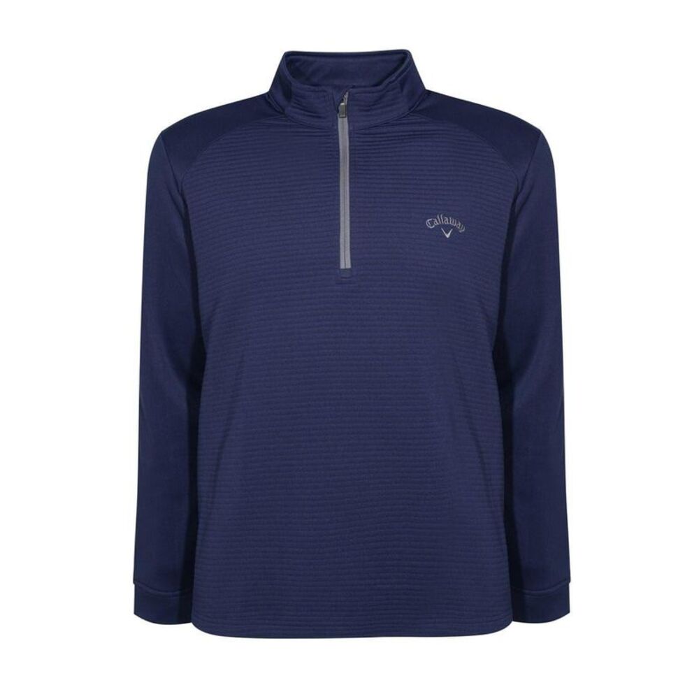 Callaway Mens Herringbone Quarter Zip Golf Top / Peacoat